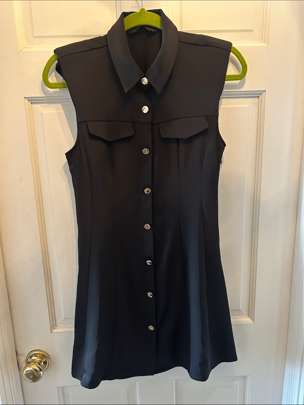 Zara Black Sleeveless Button-Front Mini Dress